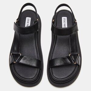 STEVE MADDEN WOMENS MATINA BLACK LEATHER SIZE 10